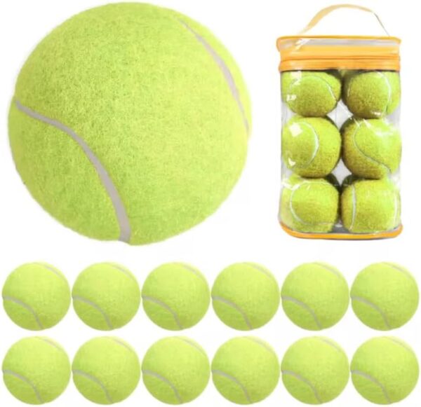 GENZY Tennis Balls 12 Pack, Training Tennis Balls, Playing Ball for Pets, Cats, Dogs, Sports Practice Tennis Balls for Beginners, Tennis Balls with a Bag - Image 2