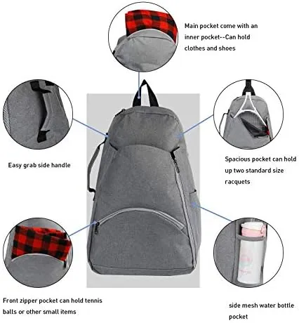 Tennis Bag Tennis Backpack - Tennis Bags for Women and Men to Hold 1 or 2 Tennis Rackets/Racquets, Multifunctional Sports Bag - Image 5