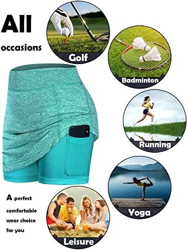 BLEVONH Women Tennis Skirts Inner Shorts Elastic Sports Golf Skorts with Pockets - Image 6