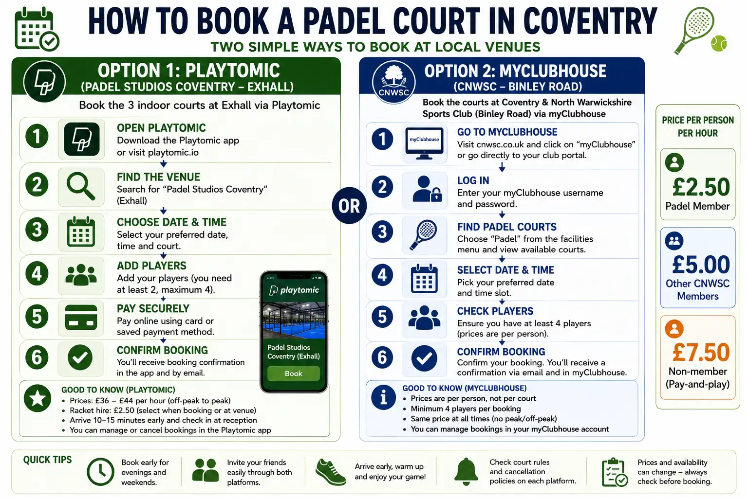 How to book a padel court in Coventry