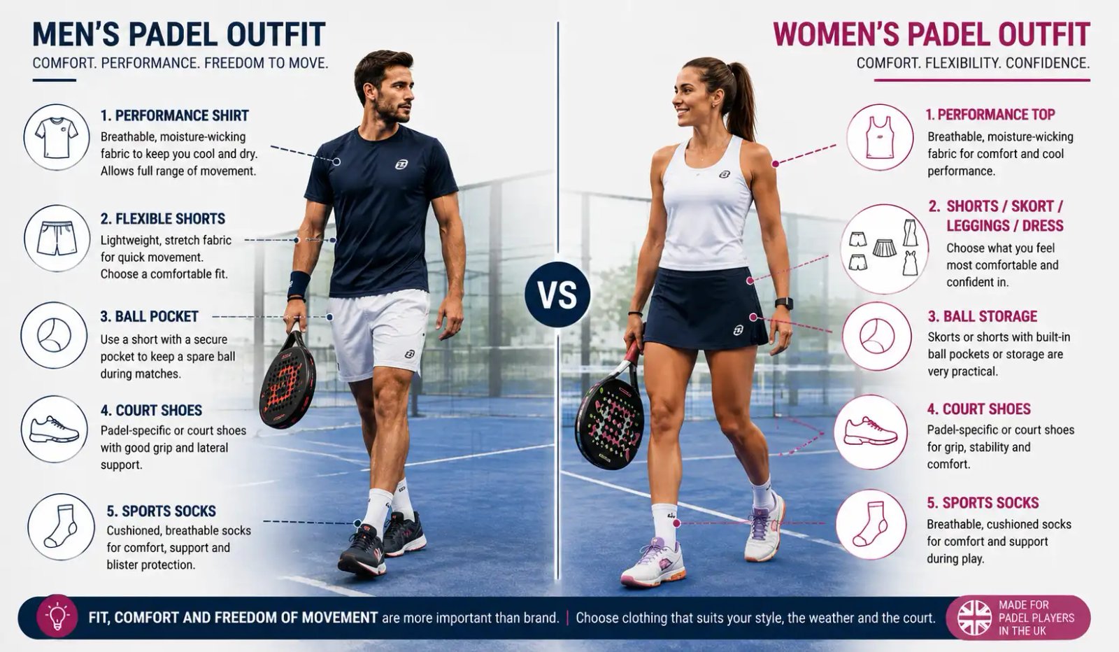 Men's and women's padel clothing outfit ideas