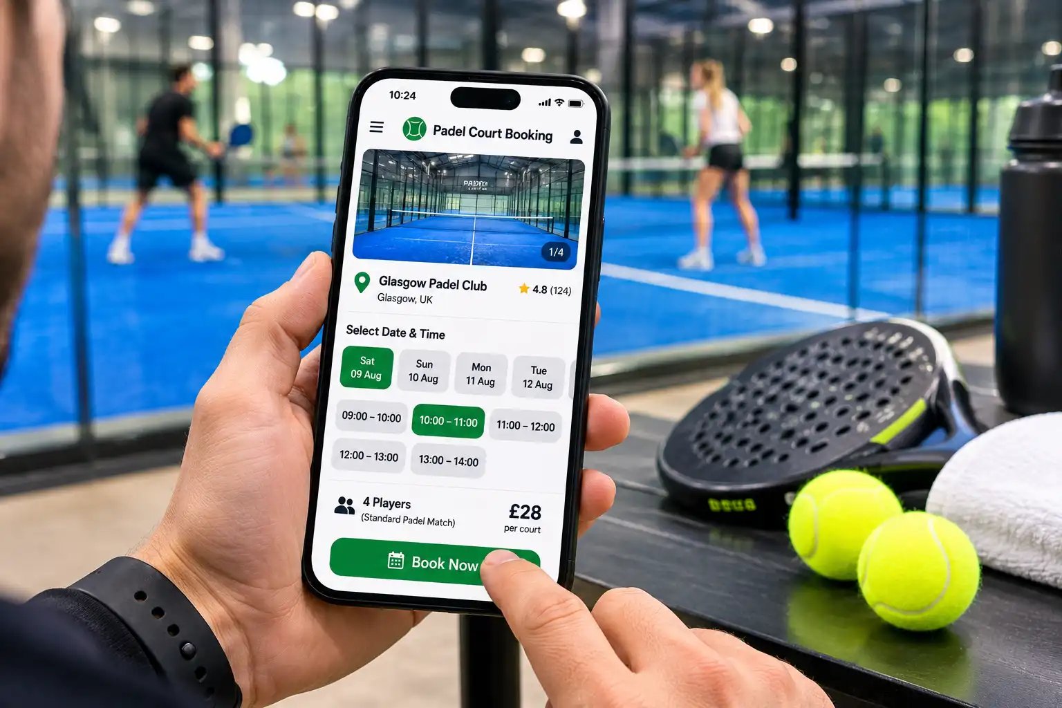 Booking a padel court online in Glasgow