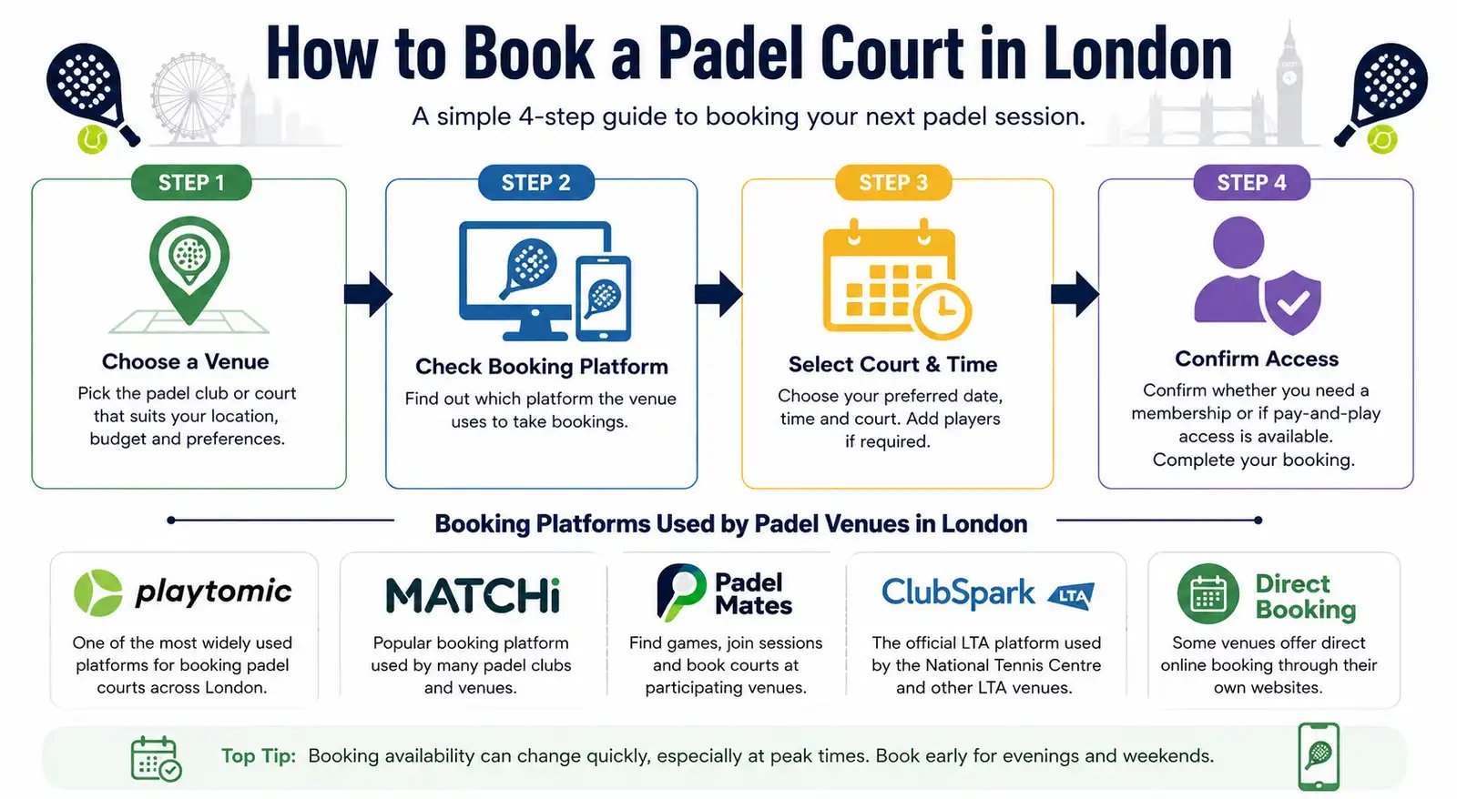 how to book a padel court in london