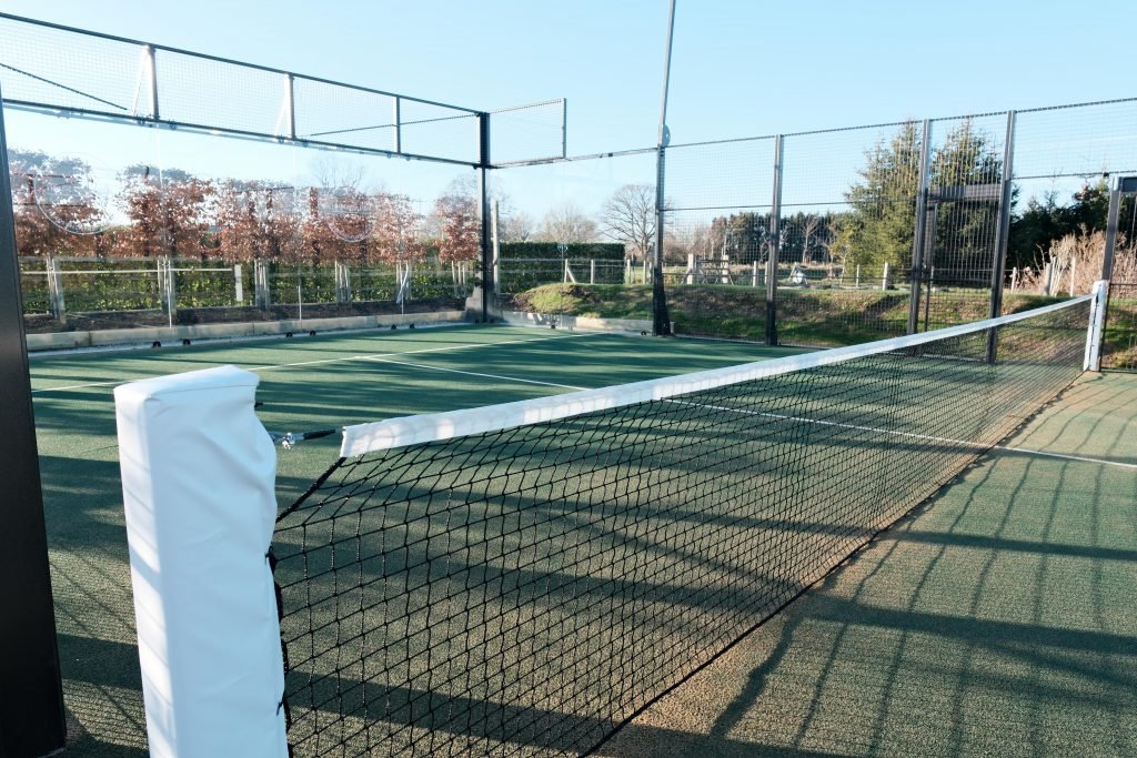 Outdoor padel court at Headlands Farm Padel Club near Romsey