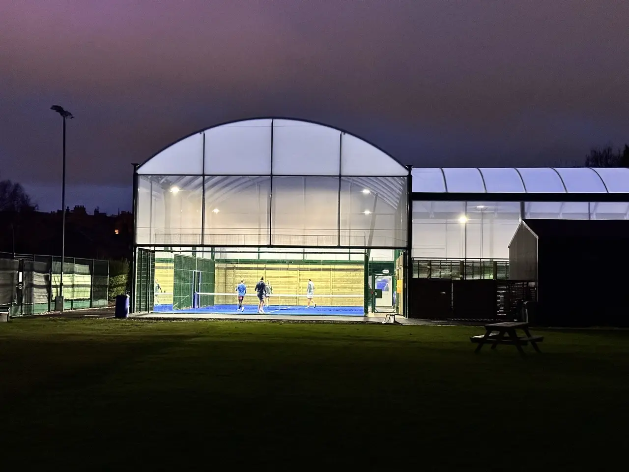 Covered padel court at The Grange Club in Edinburgh