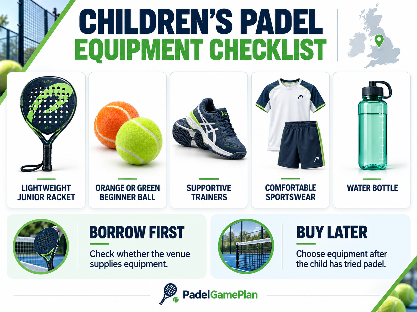 Essential padel equipment for children and young beginners