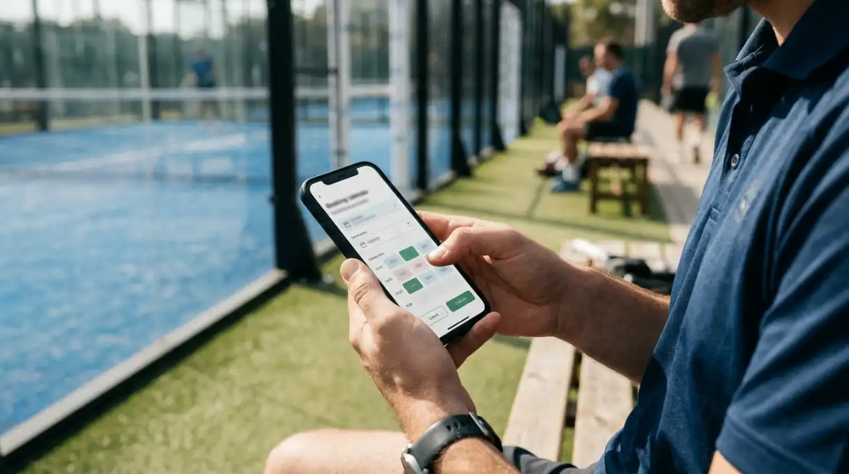 padel-edinburgh-Booking-on-phone scene