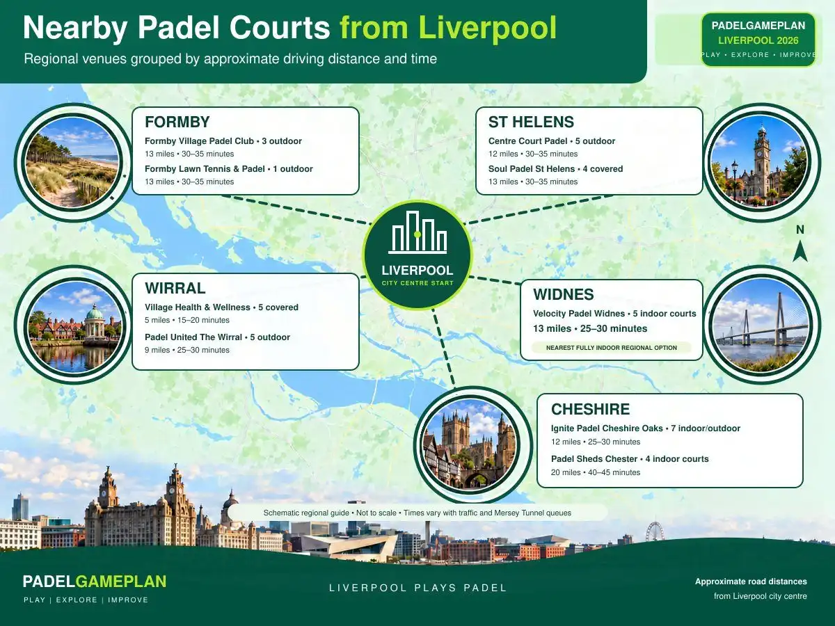 Padel courts near Liverpool by area